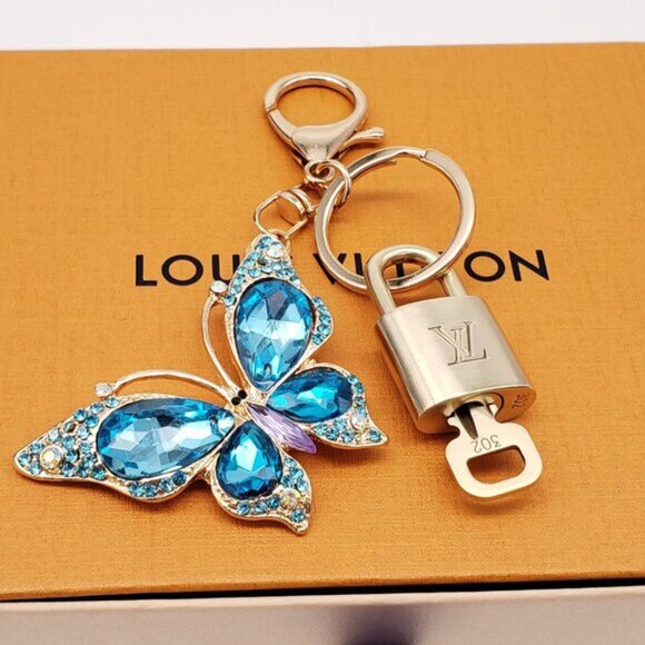 Authentic Louis Vuitton Gold Lock & Box w/ Unbranded Butterfly Bagcharm 120825 - Picture 5 of 8